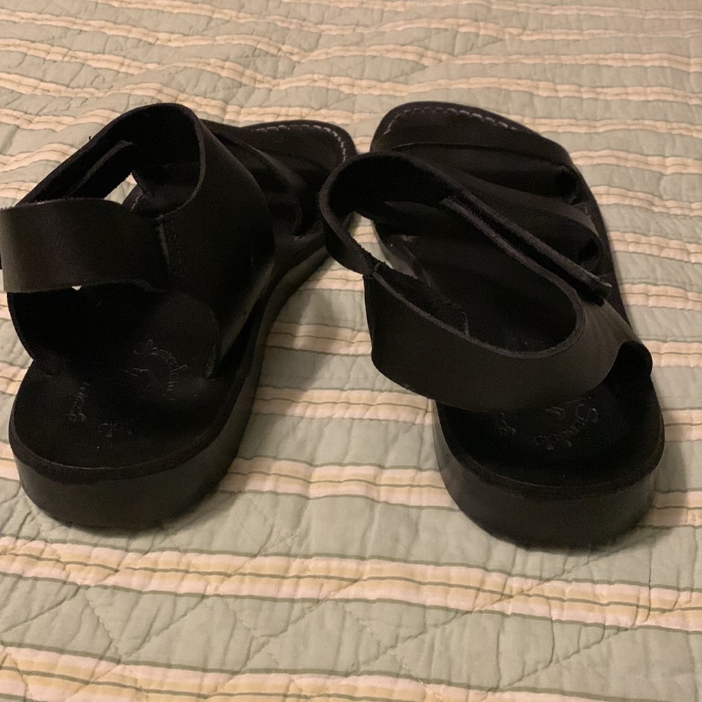 Jerusalem Sandals black leather women’s size 44 (US 12 or 12 1/2) - Picture 3 of 6